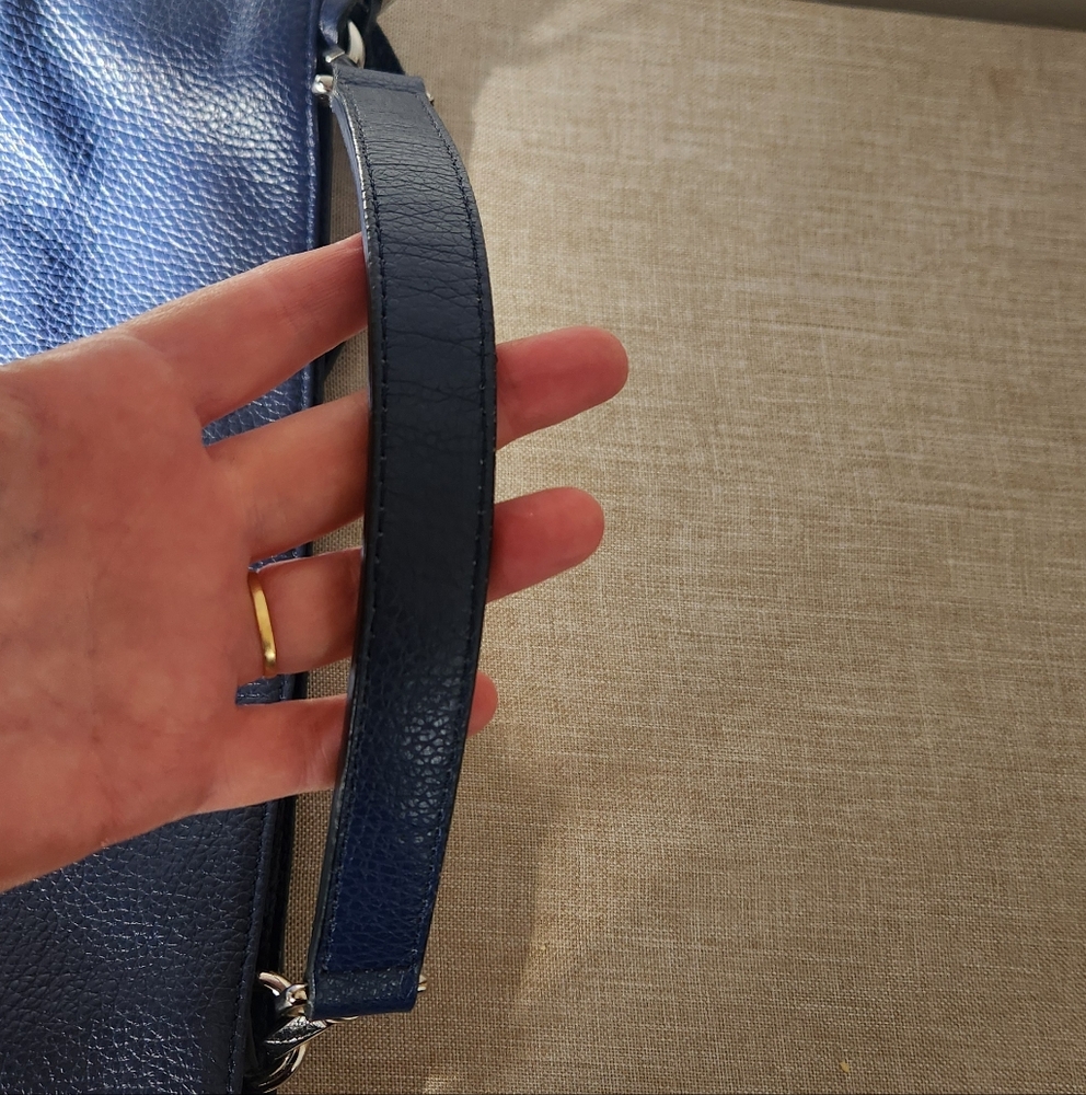 Elegant Navy Blue Leather Handbag - Picture 2 of 9